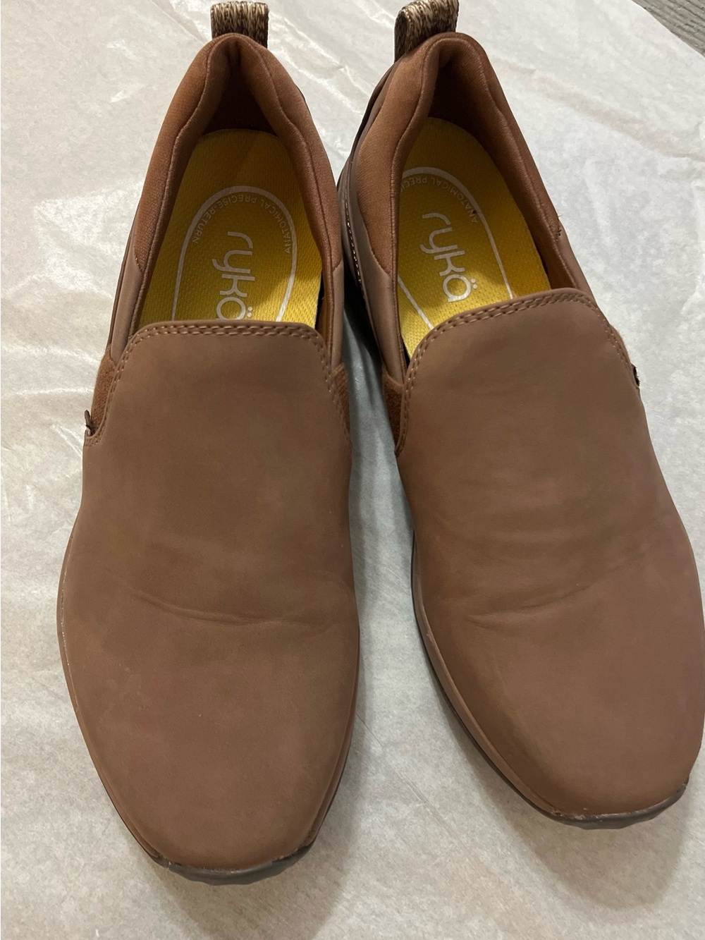Ryka Women’s Brown Slip-On Loafers with Yellow Insole